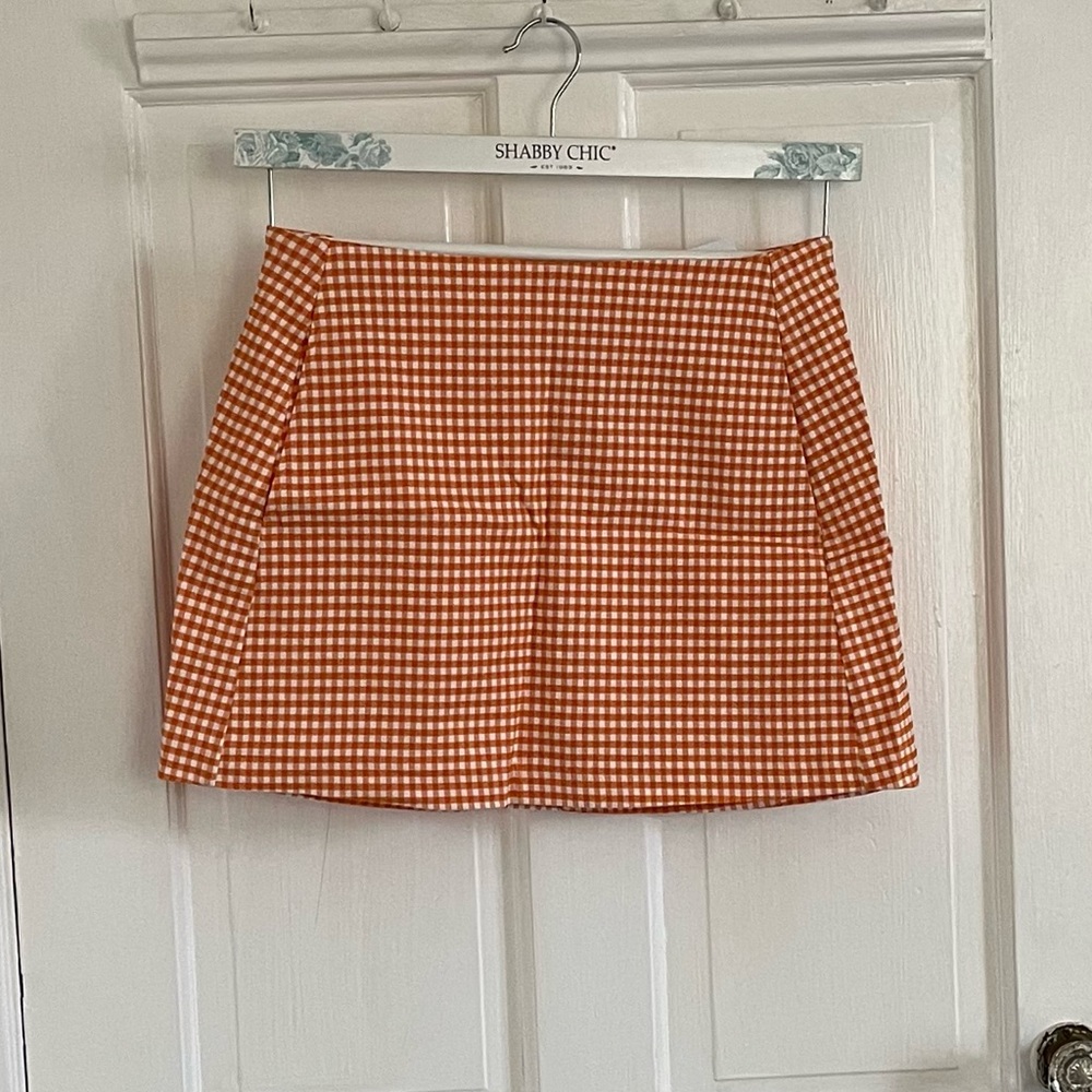 Urban Outfitters Burnt Orange Gingham Skirt